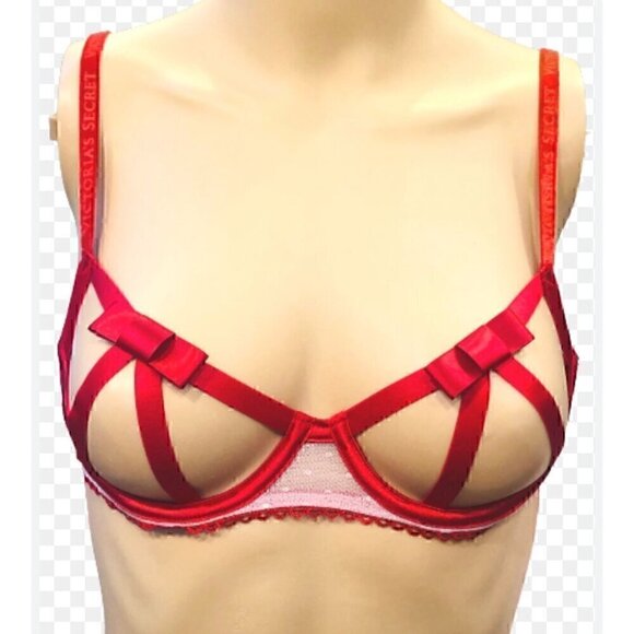 Victorias Secret intimate Red Strappy Bra & Panty Set, sexy red, Valentines,  S/ - Picture 1 of 6